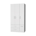 Douglas Armoire In Melamine, Two Drawers, Hanging Rod And 4 Doors. White Bedroom Contemporary Particle Board Melamine