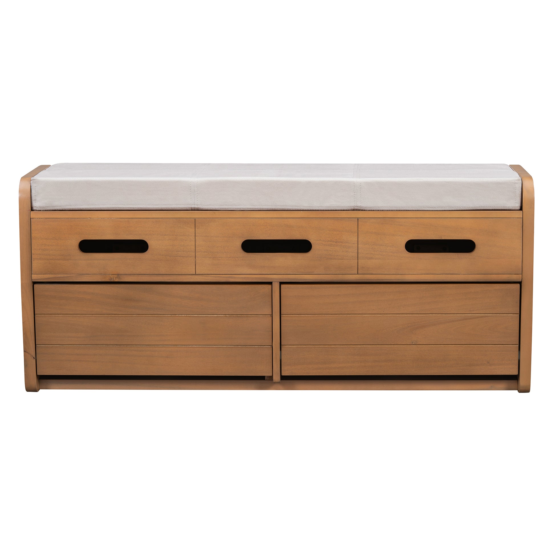 Rustic Storage Bench With 2 Drawers, Hidden Storage Space, And 3 False Drawers At The Top, Shoe Bench For Living Room, Entryway Natural Wood Natural Wood Mdf Acacia