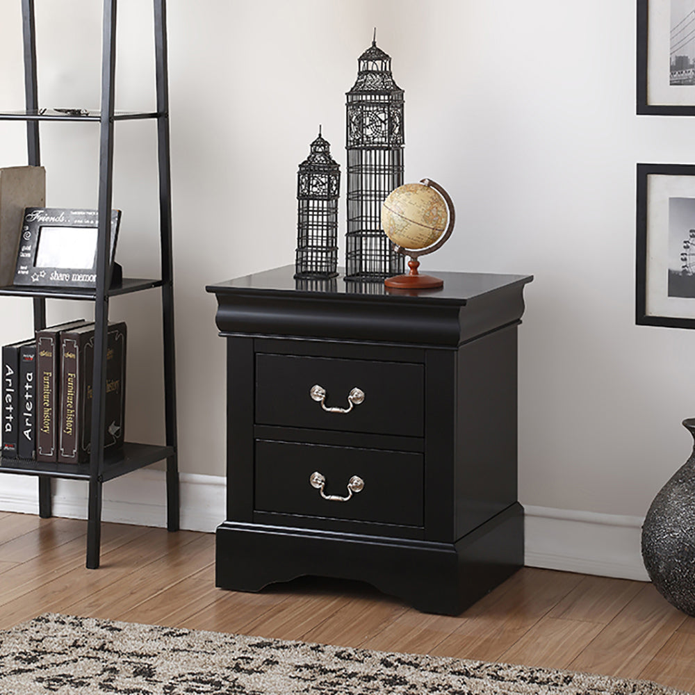 Black 2 Drawer Nightstand Black 2 Drawers Bedroom Rectangle Drawers Pine Wood