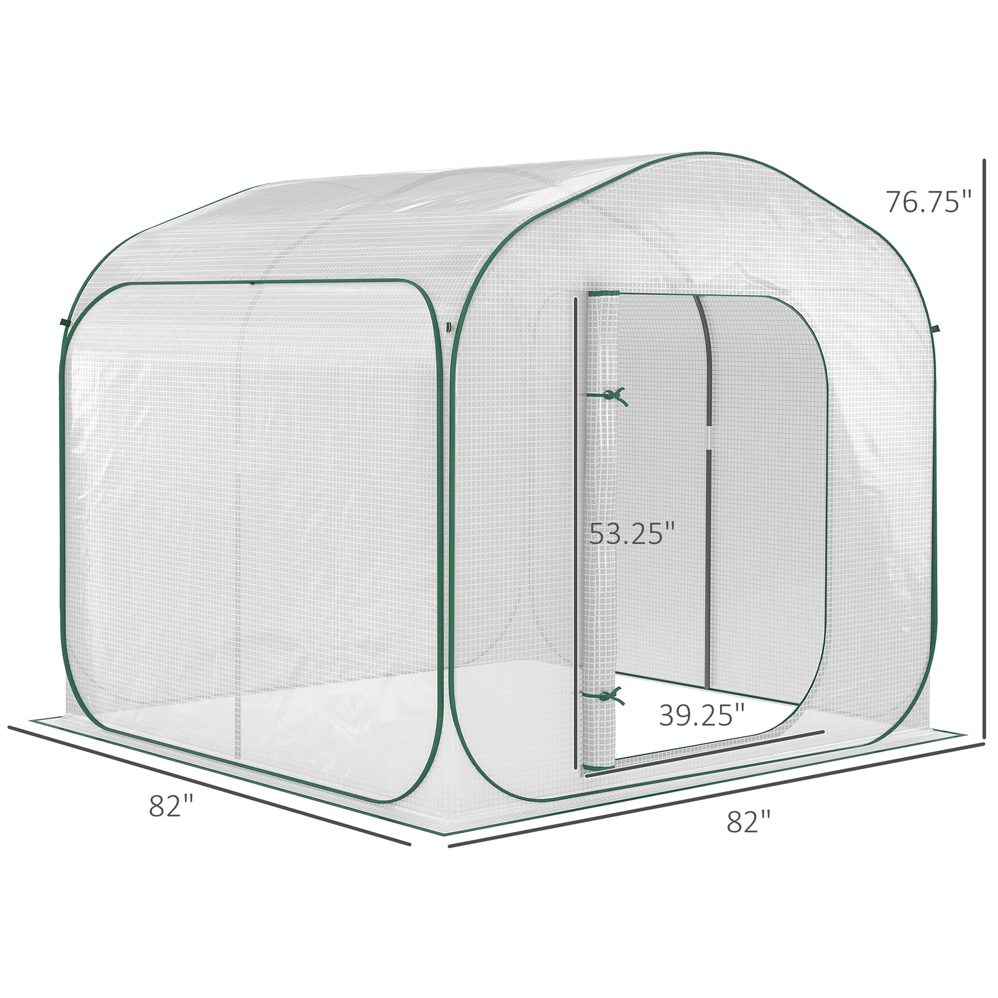 Outsunny 7' X 7' X 6' Portable Walk In Greenhouse, Pop Up Setup, Outdoor Garden Hot House, Hobby Greenhouse Tent With Zipper Door For Growing Flowers, Herbs, Vegetables, Saplings, Succulents, White White Steel