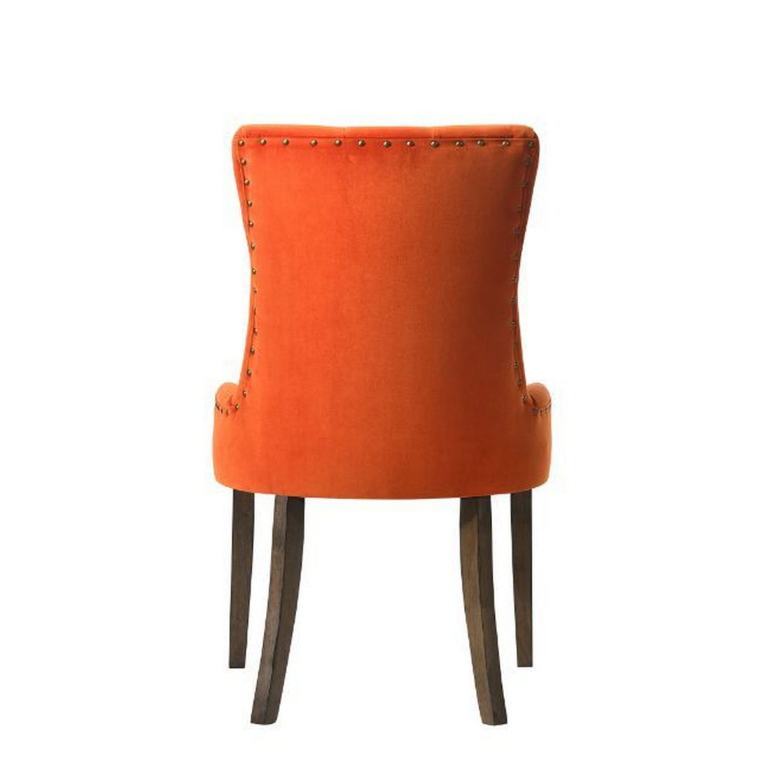 Esme 24 Inch Solid Wood Dining Chair, Velvet, Tufted, Set Of 2, Orange Orange Solid Wood