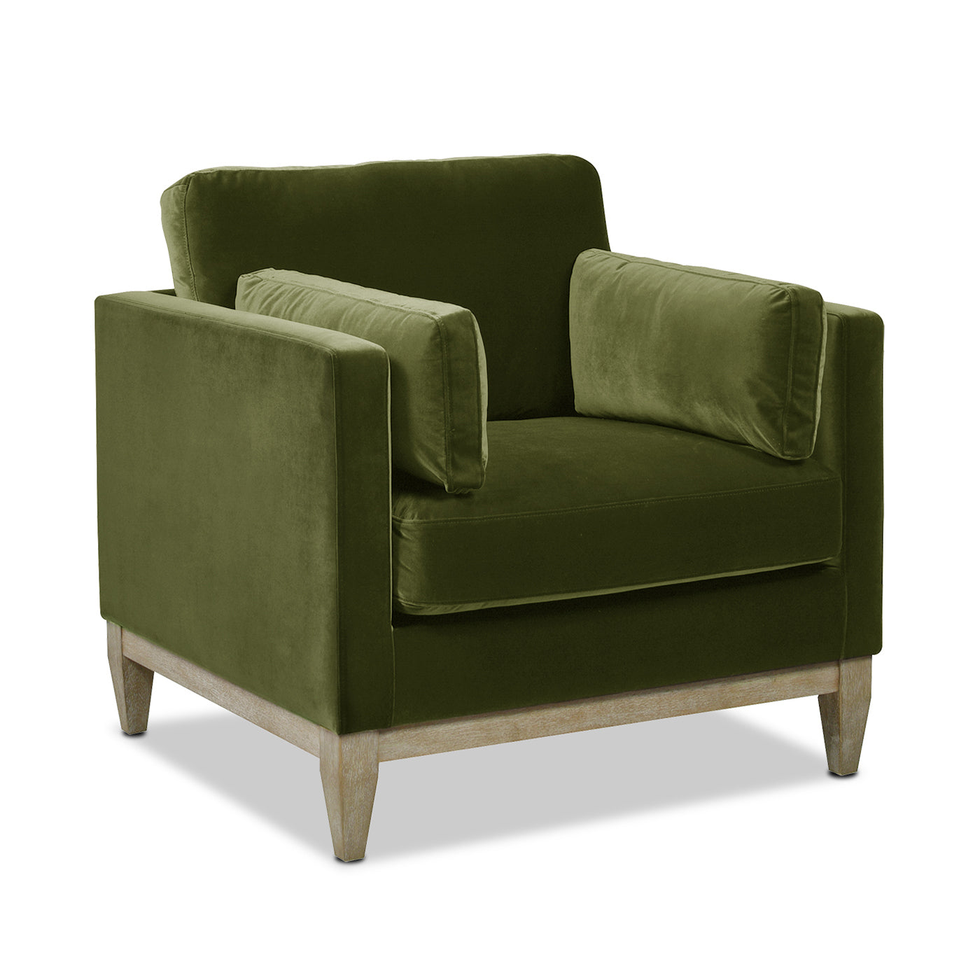 Knox 36" Modern Farmhouse Arm Chair, Olive Green Performance Velvet Green Foam Velvet