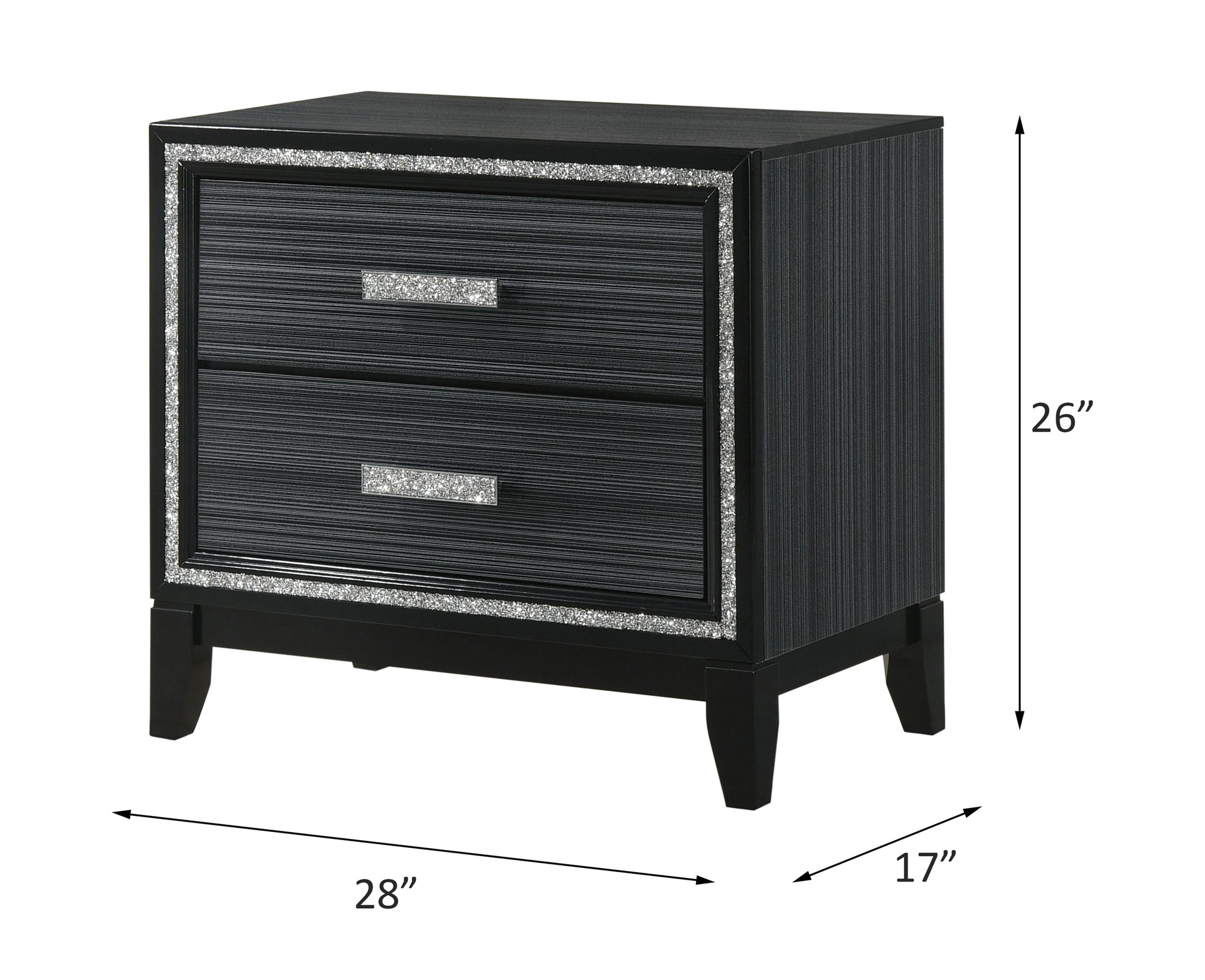 Haiden Weathered Black Finish Nightstand Black Synthetic Wood