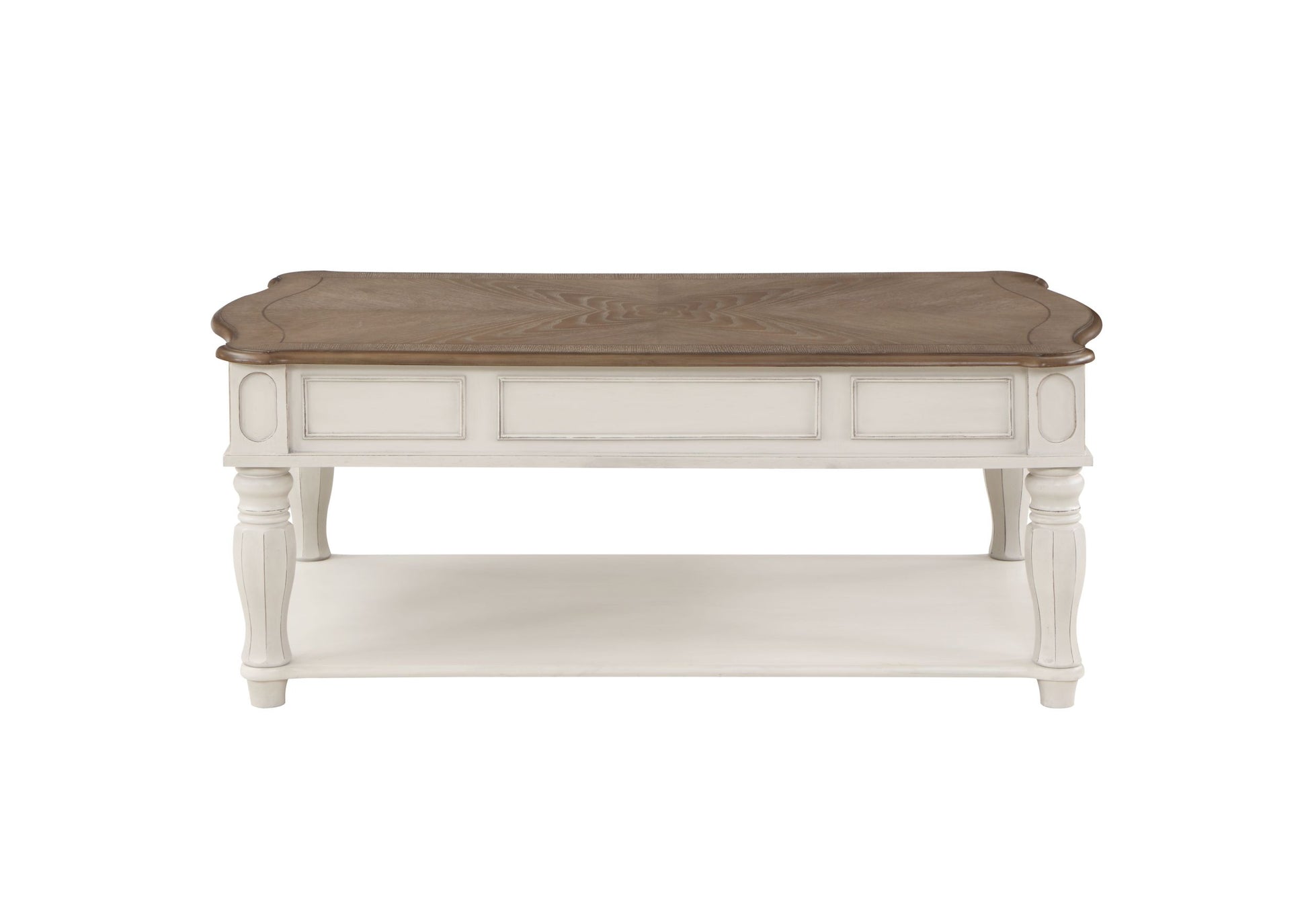 Oak And Antique White Coffee Table With Lift Top Oak Primary Living Space Shelves Rectangular Wood