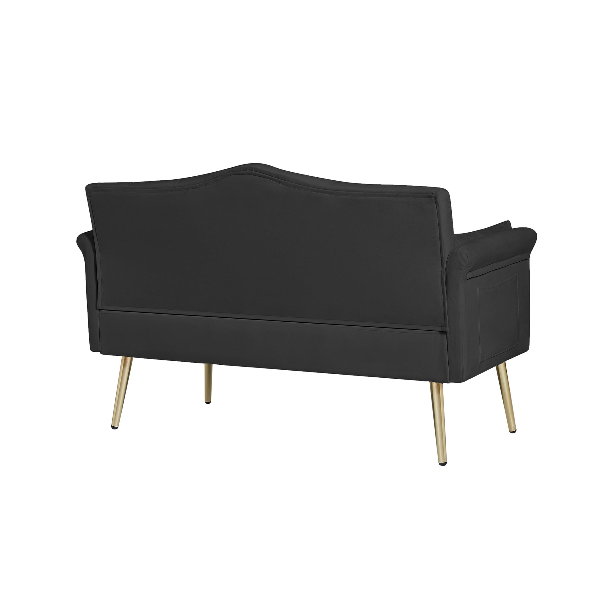 Black 2 Seater Sofa Black Wood Tufted Back Velvet 2 Seat