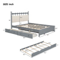 Queen Size Wooden Storage Platform Bed, With 2 Big Drawers, T Size Trundle, Gray Queen Gray Plywood