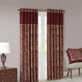 Jacquard Curtain Panel Pair 2 Pcs Window Panels Burgundy Polyester