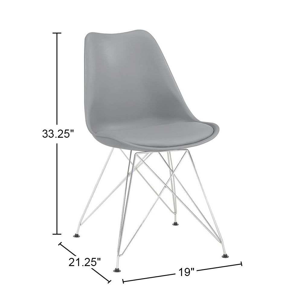 Set Of 2 Polypropylene Side Chairs, Grey Grey Rectangular Set Of 2 Metal,Polypropylene