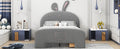 Full Size Velvet Platform Bed With Rabbit Shaped Headboard, With Drawers, With Bed End Storage Pocket, Gray Full Gray Plywood