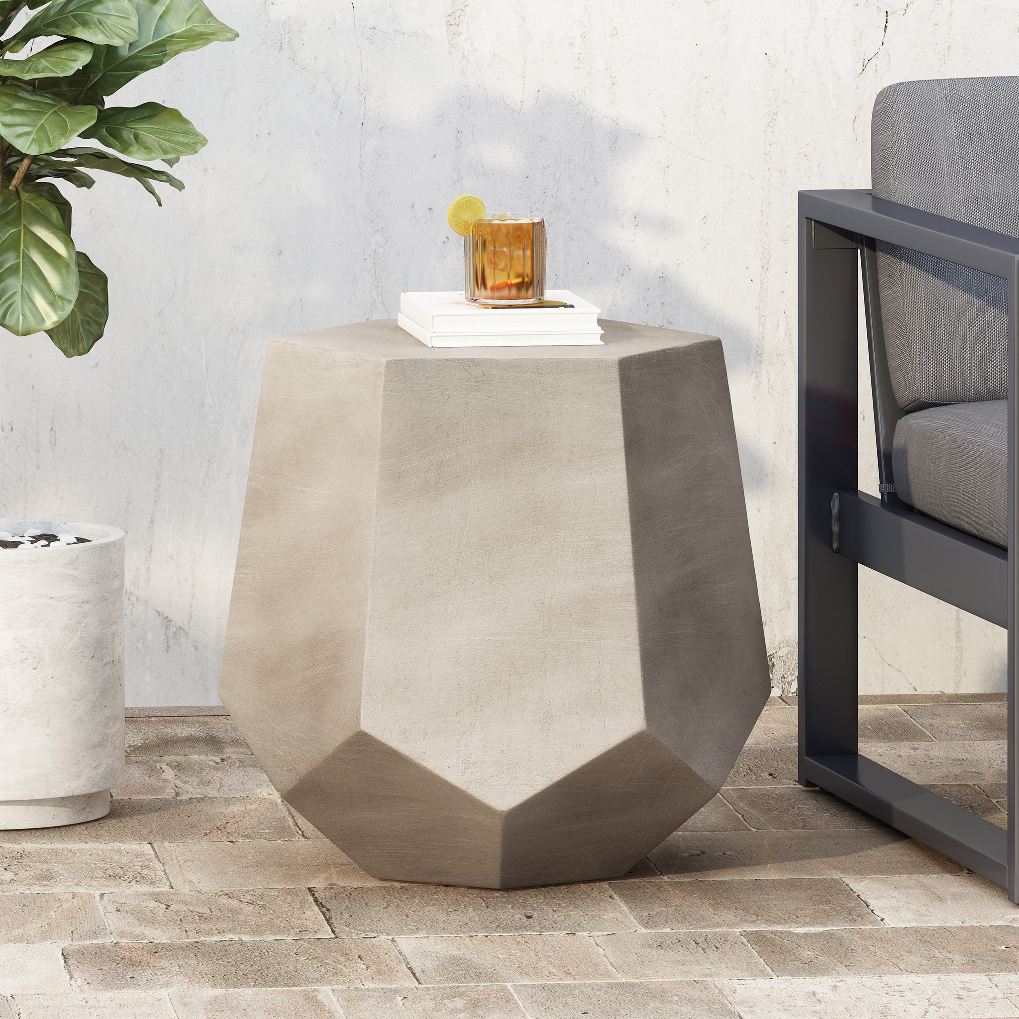 Calgary Side Table - Light Grey Magnesium Oxide