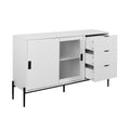 Modern Featured Storage Cabinet Sideboard With Glass Sliding Door And 3 Drawers, Entryway Console Table Kitchen Buffet Cabinet For Corridors Entrances Kitchen Study White 5 Or More Spaces White Particle Board