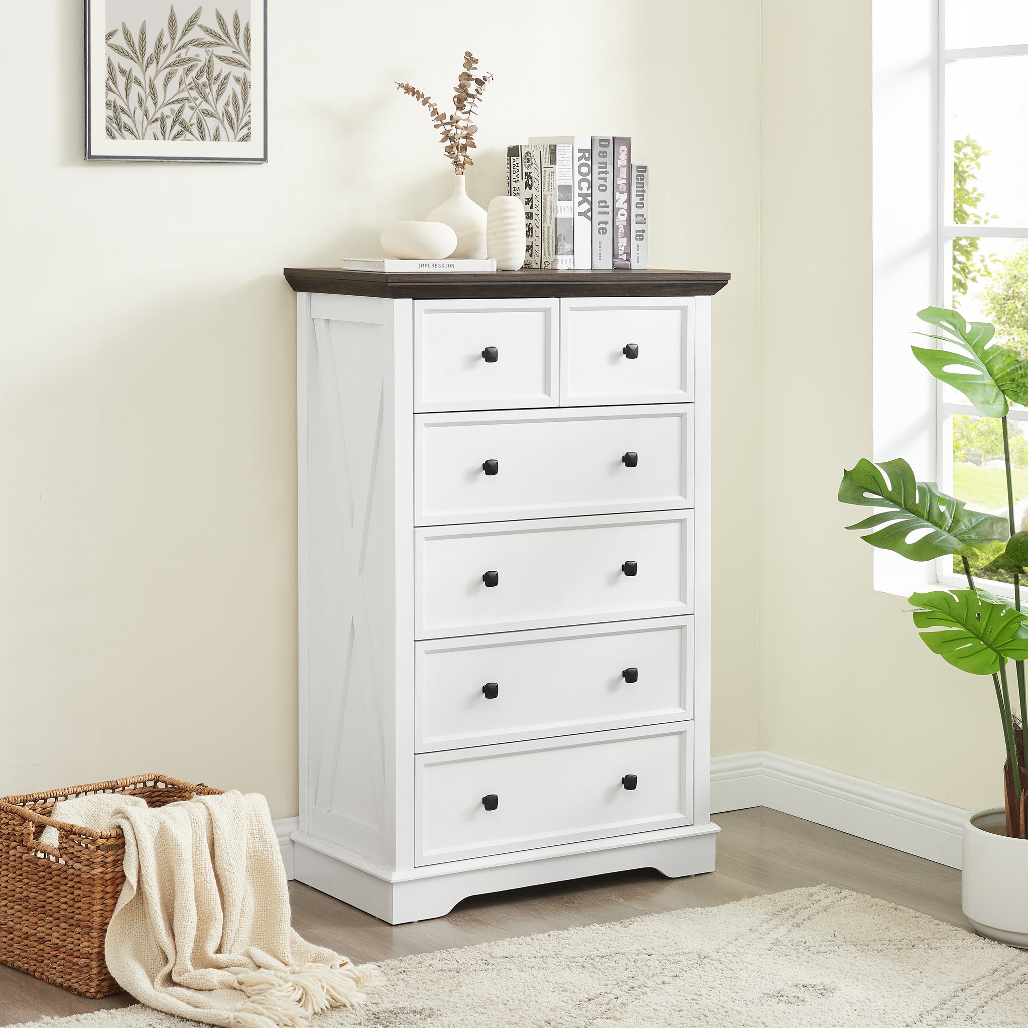 6 Drawer Dresser,6 Drawers Cabinet Tall Chest Of Drawers Closet Organi