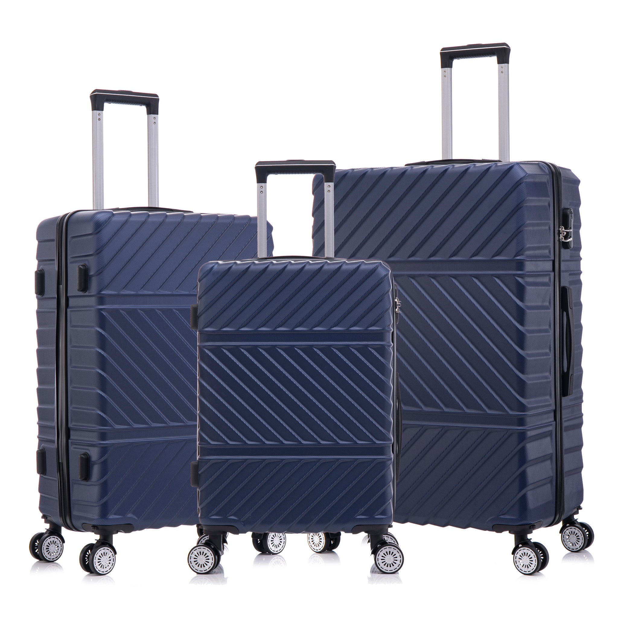 3 Piece Travel Lightweight Suitcase With Wheels, Password Lock, Business And Travel Carry On Luggage, Blue 20 Inches 24 Inches 28 Inches Blue Abs