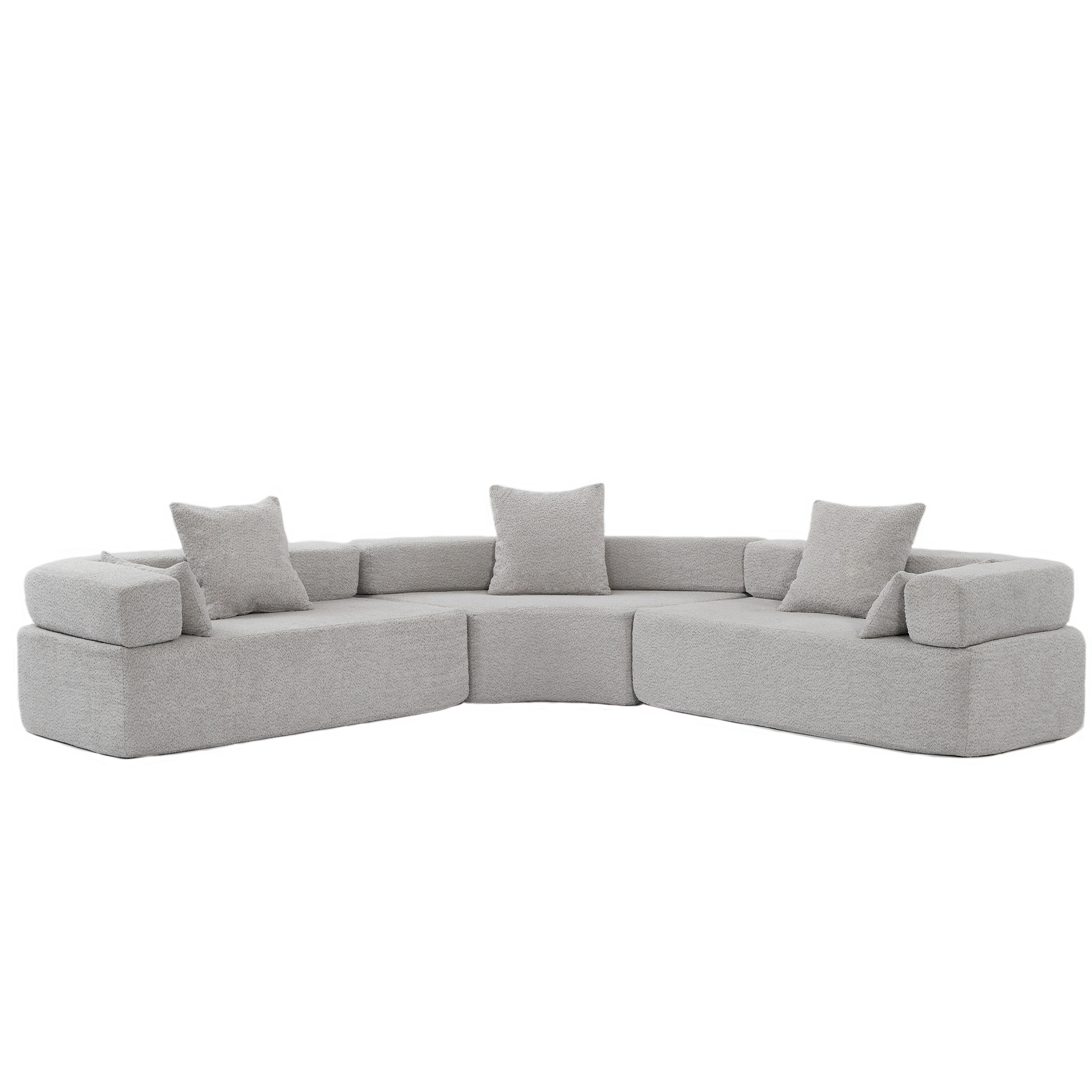 Arrived Oversized Combination Sofa,Curved Sofa,Upholstered 4 Seater Couch For Living Room, Modern Modular 3 Piece Free Combination, Semicircular Modular Sofaboucle, Gray Gray Polyester Primary Living Space Soft Tight Back Modern Square Arms Foam