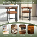 Coolmore Bar Stools Set Of 1, Modern Bar Stool With Back, Black Metal Frames, Upholstered Bar Stools For Kitchen Island, Pub, Club Light Brown Pu Light Brown Primary Living Space Foam Pu