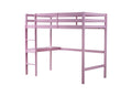 Twin High Loft Bed, Rubber Wood Loft Bed With Safety Guardrail, Built In Desk, Ladder,Pink Twin Pink Abs Rubber Steel Q235 ,Rubber Wood