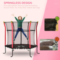 Soozier Trampoline For Kids With Net, Indoor Outdoor Toddler Trampoline With Safety Enclosure, Birthday Gift For Boys And Girls 3 10 Years, Red Red Steel