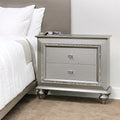 Champagne 2 Drawer Nightstand With Sparkling Trim Champagne 2 Drawers Bedroom Rectangle Transitional Felt Lined Drawers Solid Wood Mdf