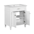 30 Inch Bathroom Vanity With Ceramic Basin, Soft Close Door And Adjustable Shelves White Bathroom Solid Wood Mdf