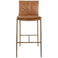 Iva 31 Inch Bar Stool Chair, Padded, Rolled Back, Tan Top Grain Leather Brown Leather