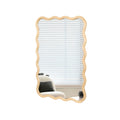 Solid Wood Wavy Rectangle Mirror Natural Wood40