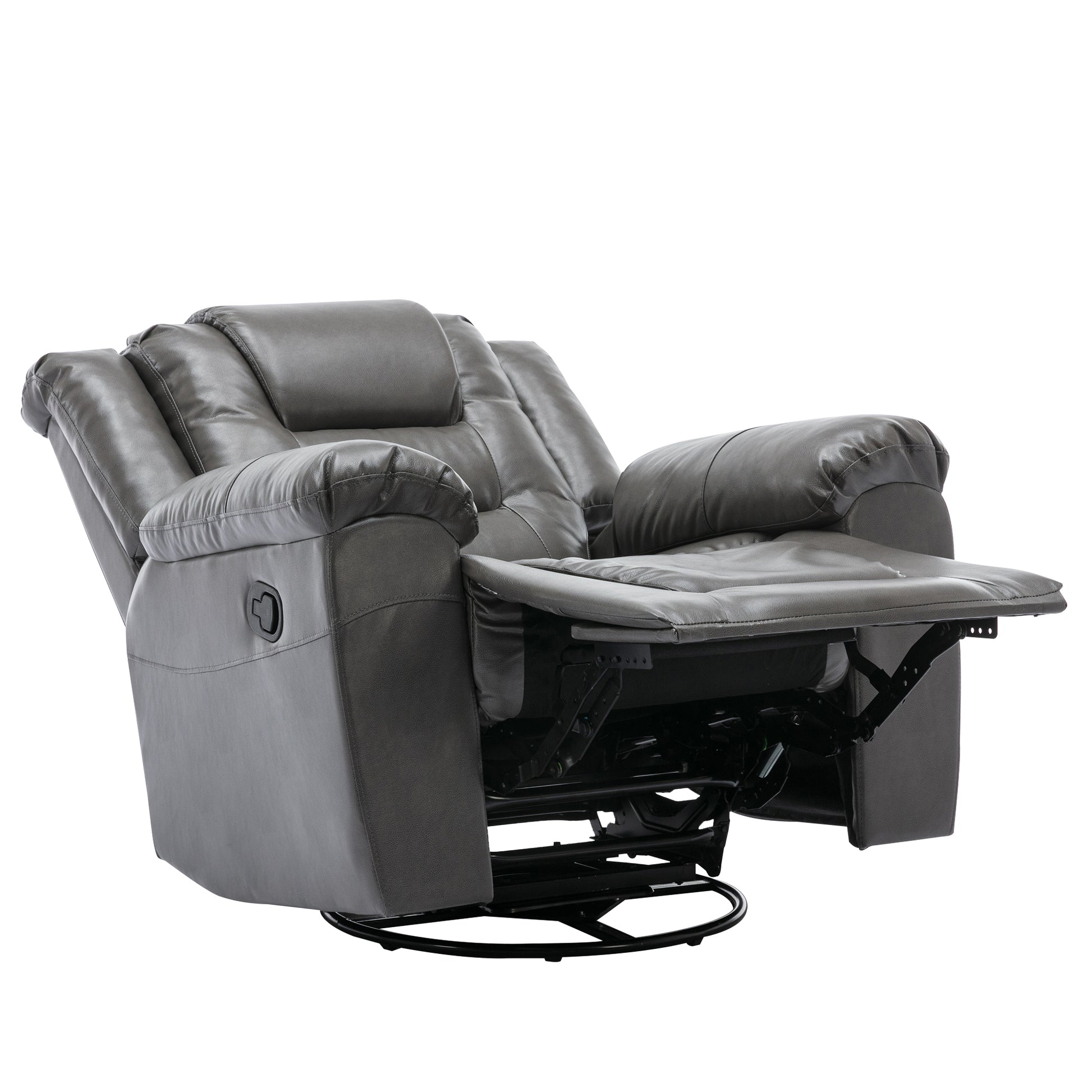 Home Theater Recliner Set Manual Recliner Chair With Wide Armrest, Two Built In Cup Holders For Living Room,Bedroom, Grey Grey Foam Pu