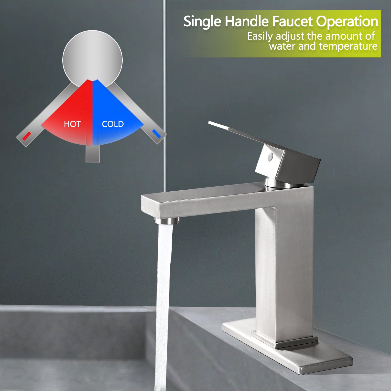 Bathroom Faucet Single Hole, Single Handle Stainless one-brushed