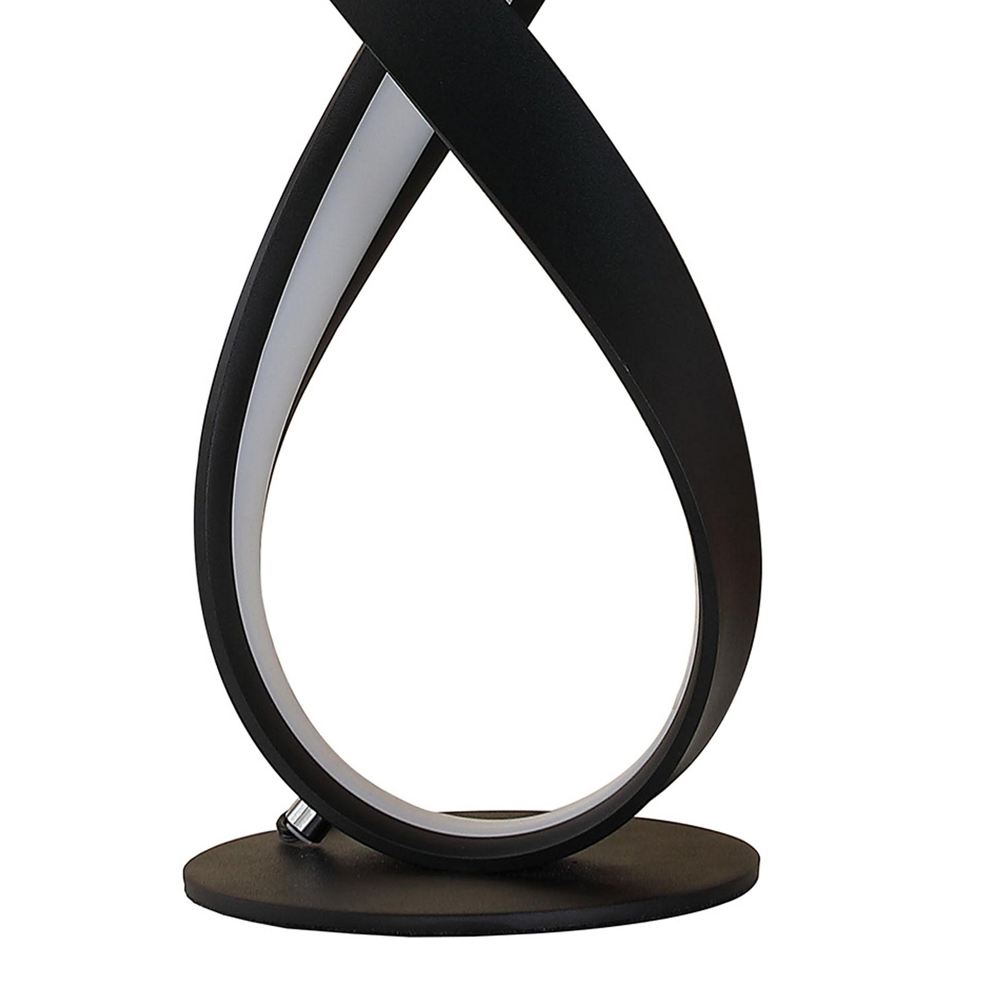 Metal Upright Knotted Design Table Lamp With Round Shaped Base, Black And Gray Black Metal