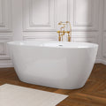 55 Inch Acrylic Freestanding Bathtub Contemporary Soaking White Tub With Overflow And Pop Up Drain Gloss White Gloss White Oval Bathroom Freestanding Tubs Polished Less Than 59 In Contemporary,Modern Soaking Center Fiberglass Acrylic