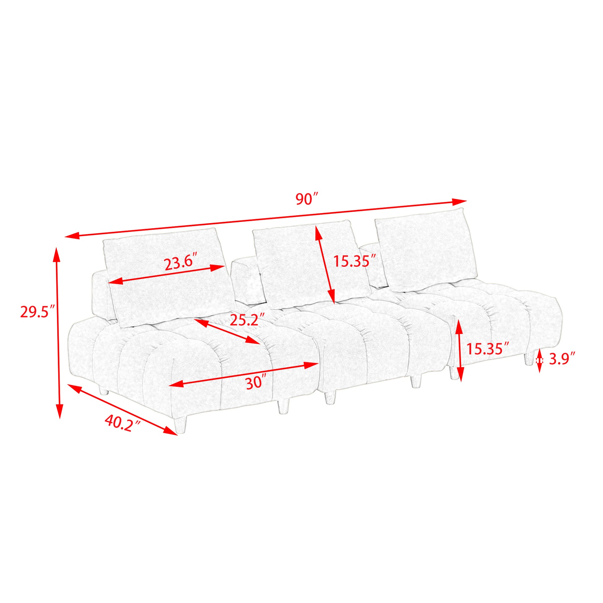 90 Inches Long, Teddy Sofa Fabric, With Spacious And Comfortable Seats, For Apartment Office Living Room Gray Gray Teddy 3 Seat