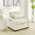 Modern Velvet Armchair Sofa Couch Pull Out Bed,3 In One Convertible For Living Room Sofa Bed,Beige Beige Velvet Cushion Back Medium Soft Medium Duty American Design Pillow Top Arms Foam Velvet 1 Seat