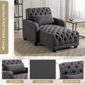 Coolmore Multifunctional Living Room Leisure Chaise Lounge Barry Tufted Comfy Armchair Wireless Charging, Smooth Reclining Backrest & Lumbar Pillow For Home Apartment Dark Grey Linen Dark Grey Foam Linen