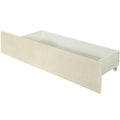 Queen Size Upholstered Platform Bed With 2 Drawers And 1 Trundle, Classic Metal Strip Headboard Design, Beige Queen Beige Mdf Lvl