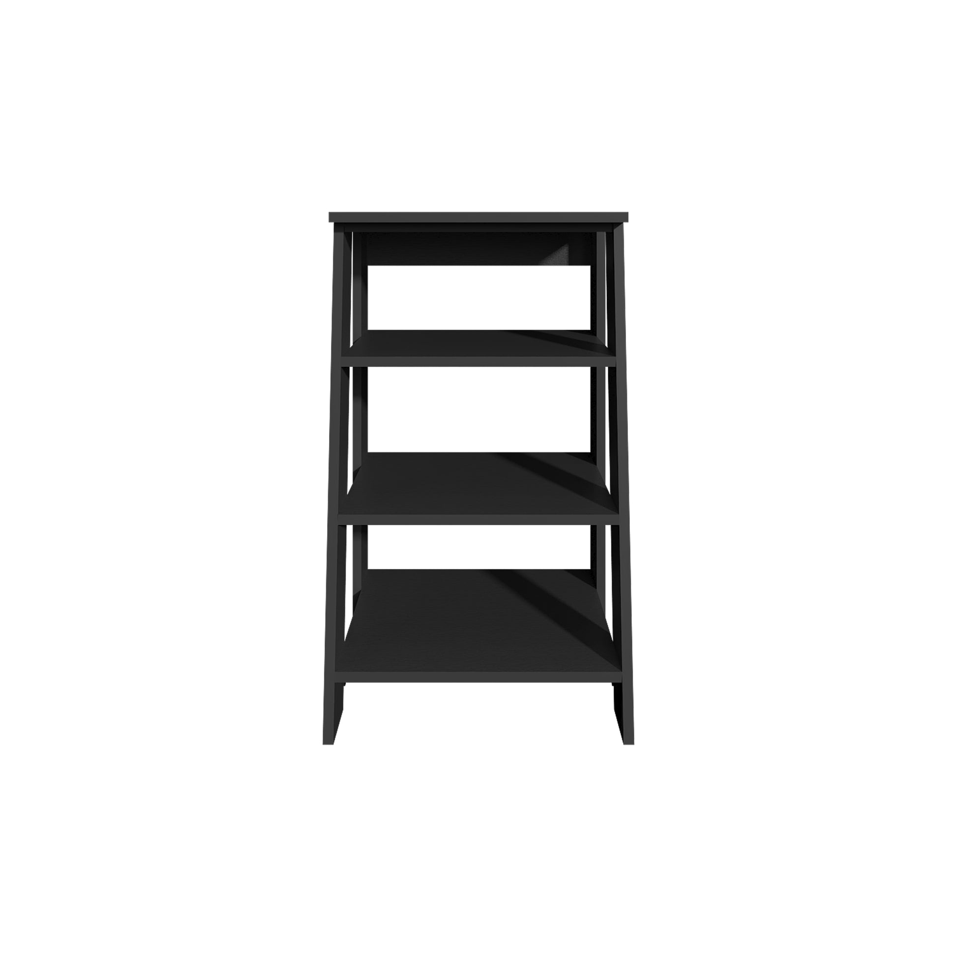 Bathbi 30" High 4 Tier Ladder Shelf Organizer For Bathroom, Side Table, Living Room In Black Black Particle Board