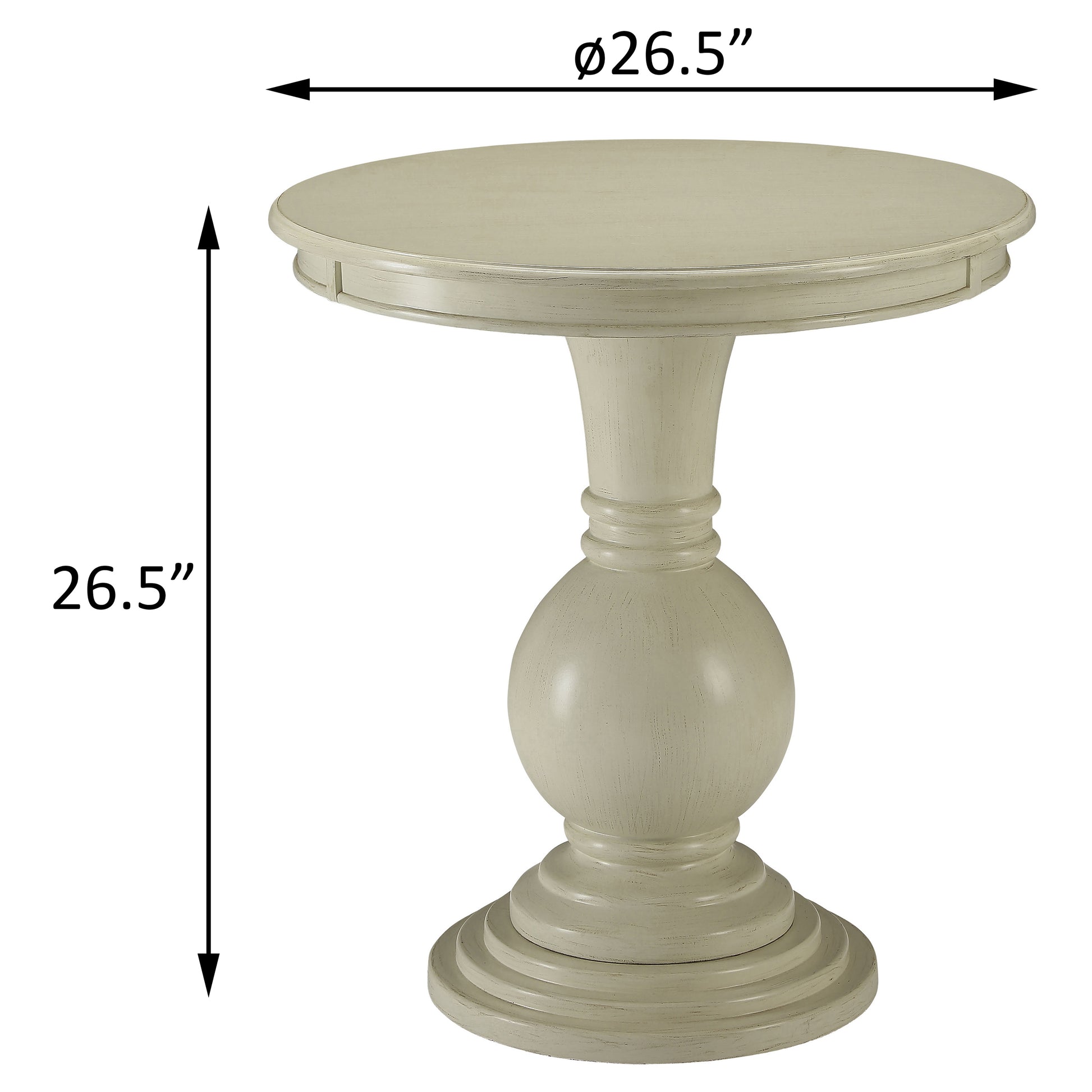 Antique White Accent Table With Pedestal Base Antique White Primary Living Space Farmhouse,Modern Round Wood Pedestal