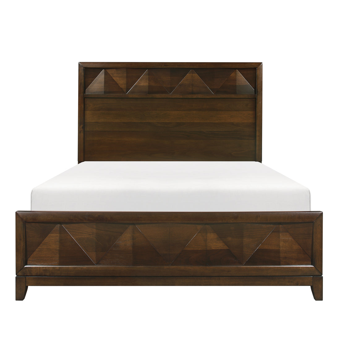 Modern Bedroom Walnut Finish 1Pc Queen Bed Decorative Design Headboard Footboard Wooden Furniture Box Spring Required Queen Walnut Wood Bedroom Contemporary,Modern Panel Wood