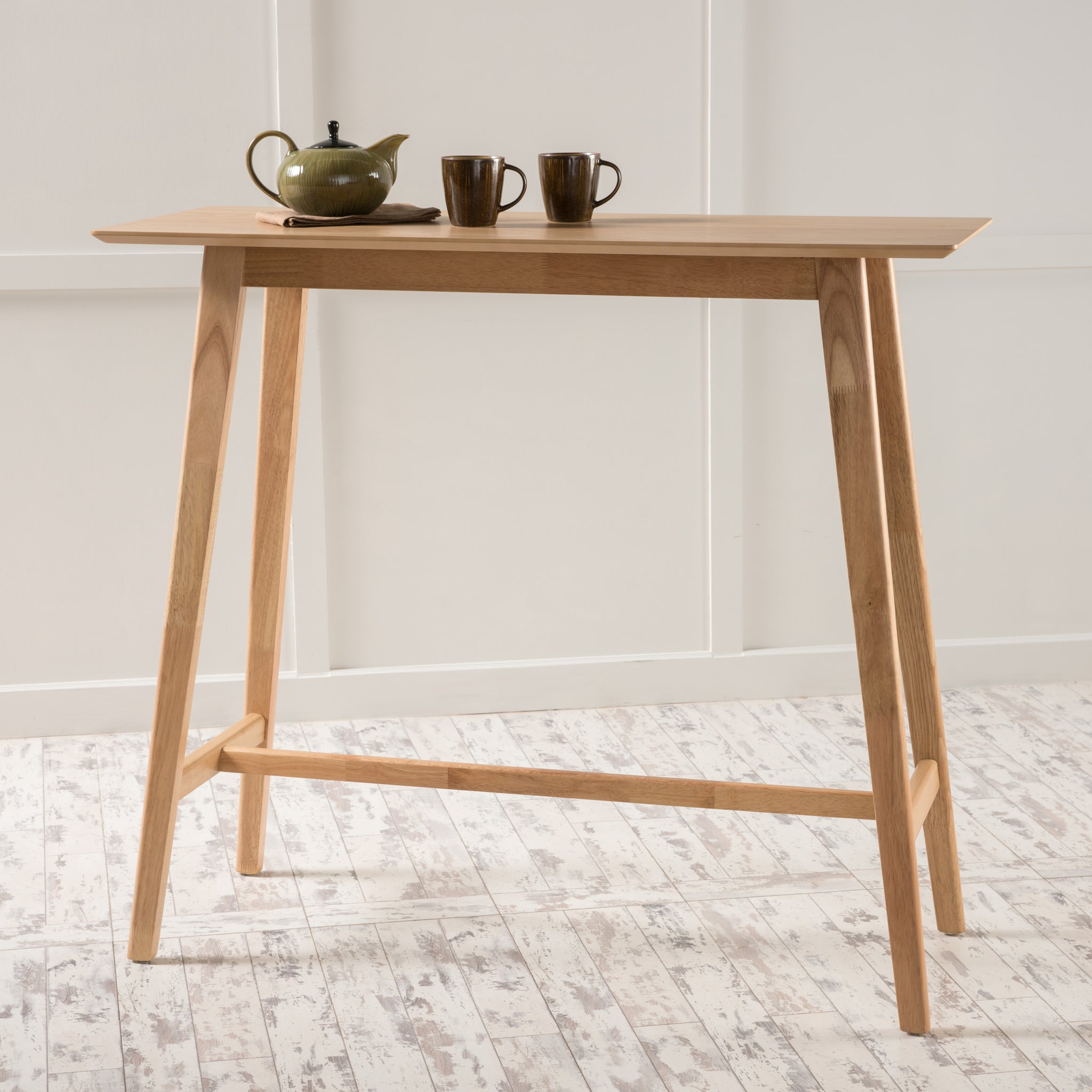 Wood Bar Table, Natural Oak Finish, 17.72 In X 47.24 In X 42.01 In Natural Mdf