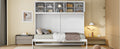 Full Size Murphy Bed Wall Bed With Top Cabinets,White Full White Plywood