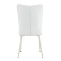 Modern Minimalist Dining Chair, White Pu Leather Curved Back And Seat Cushion, White Metal Chair Legs, Suitable For Dining Room, Bedroom, Living Room. A Set Of 2 Chairs. 008 White Pu