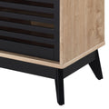 Oak And Espresso Tv Stand With Open Shelving Oak Primary Living Space 50 59 Inches Modern Poplar Wood Paper