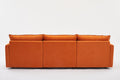 Modular Sectional Sofa, 3 Seater Sofa With Ottoman, Modern L Shaped Sofa For Living Room Bedroom Apartment Orange Wood Fabric 4 Seat