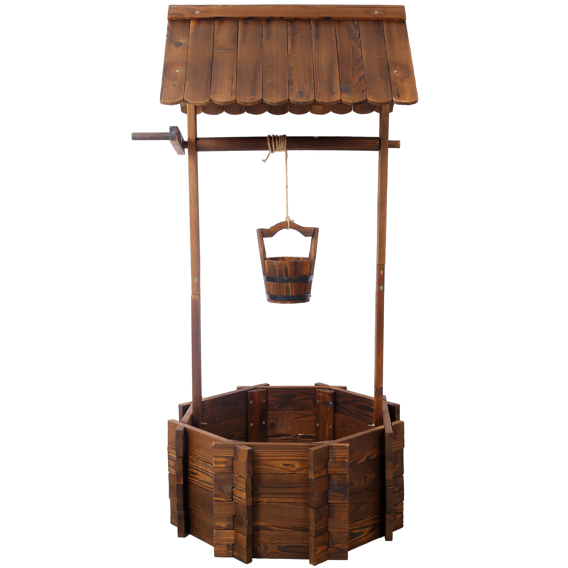 hanging pail planter Rustic Wooden Wishing Well Planter Outdoor Home D Cor For Patio, Garde