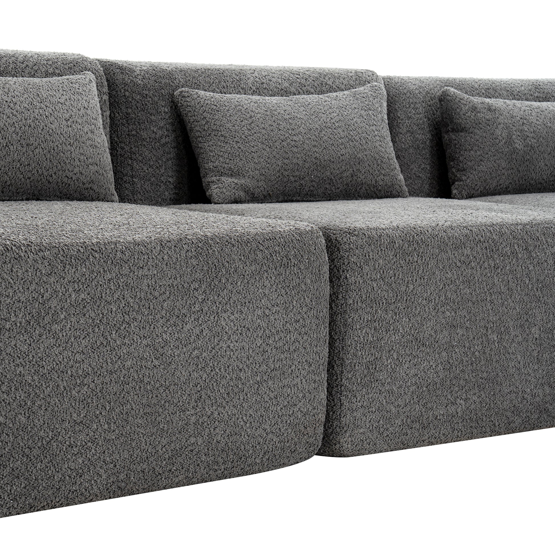 143.7" Upholstered Sofa Free Combined Sofa Couch With Two Chaise Lounge And Five Back Pillows For Living Room, Light Gray Light Gray Foam Polyester 5 Seat