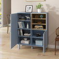 Storage Cabinet With Door, Multifunctional Storage Cabinet, Modern Sideboard Cabinet, Wooden Storage Cabinet, Leather Handle Drawer Cabinet, Home Storage Cabinet, Office Cabinet Blue Solid Wood Mdf