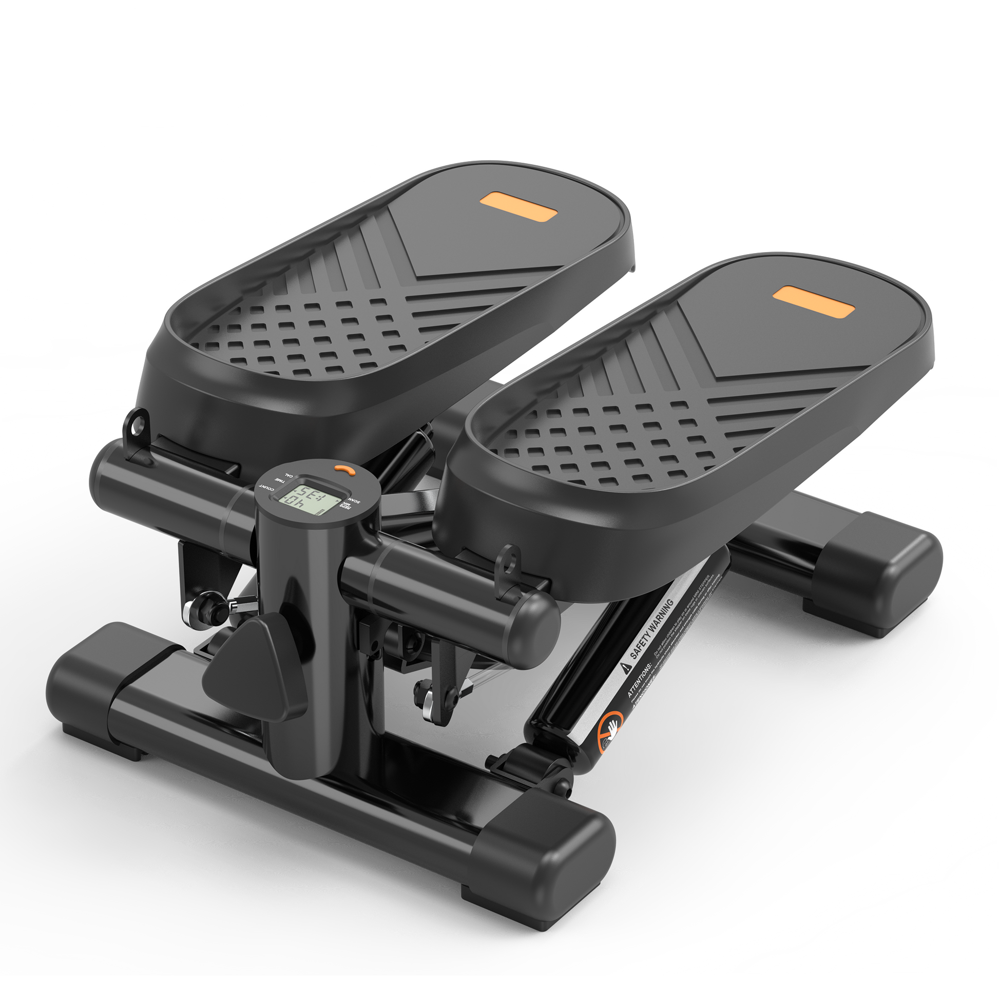 Home Office Exercise 330Lbs Capacity Mini Stepper With Resistance Bands And Lcd Monitor Black Steel