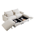 Corduroy Two Seater Sofa With 2 Storage Footrest, 2 Seater Sectional Deep Seat Sofa,Comfy Couches For Living Room ,Beige Sofa Beige Corduroy 2 Seat