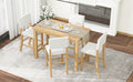 5 Piece Counter Height Dining Set, Classic Elegant Table And 4 Chairs In Natural Wood Wash Natural Wood Wash Solid Wood