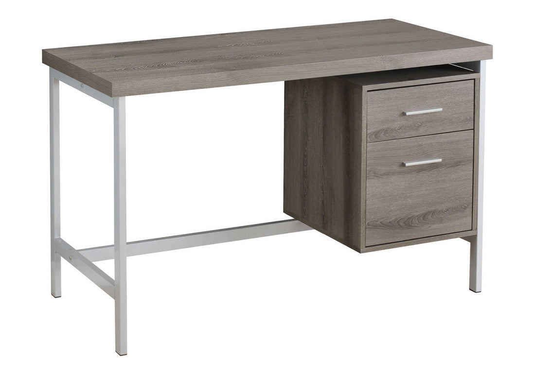 Computer Desk, Home Office, Laptop, Left, Right Set Up, Storage Drawers, 48"L, Work, Brown Laminate, Grey Metal, Contemporary, Modern Taupe Particle Board