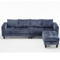 Arrived 5 Seat Modular Sofa,With Storage Ottoman, Convertible Sectional Sofa, L Shaped Couchreversible Chaise ,Riveted Sofa,Chenille, Blue Blue Polyester Wood Primary Living Space Medium Soft Cushion Back Modern Square Arms Foam Metal & Wood 5 Seat