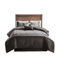 7 Piece Faux Suede Comforter Set Grey King King Grey Polyester